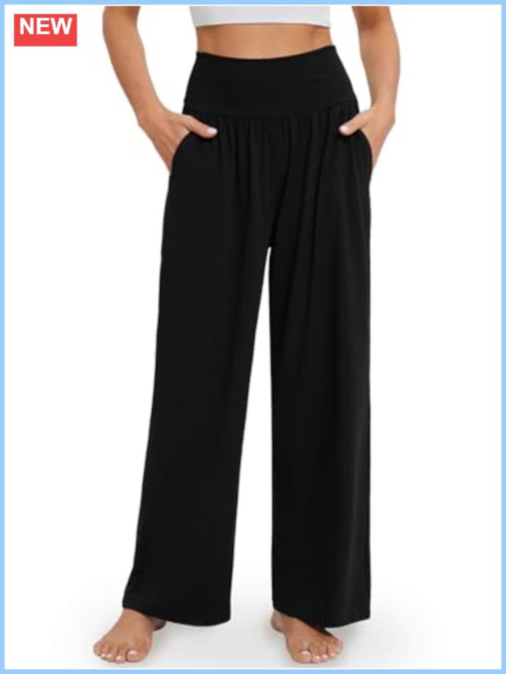 Wide Leg Yoga Pants Flowy Lounge Pajama Pants with Pockets High Waisted